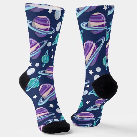 Raummuster, Planeten, Sterne, Galaxie, Kosmos Socken (Gewinkelt)