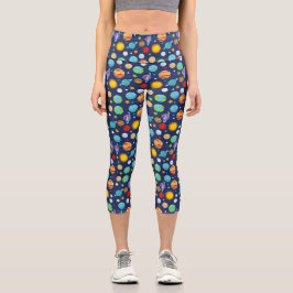 Raummuster, Planeten, Sterne, Kosmos, Galaxie Capri Leggings