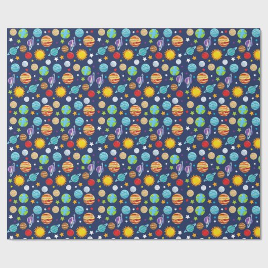Raummuster, Planeten, Sterne, Kosmos, Galaxie Geschenkpapier (Flach)