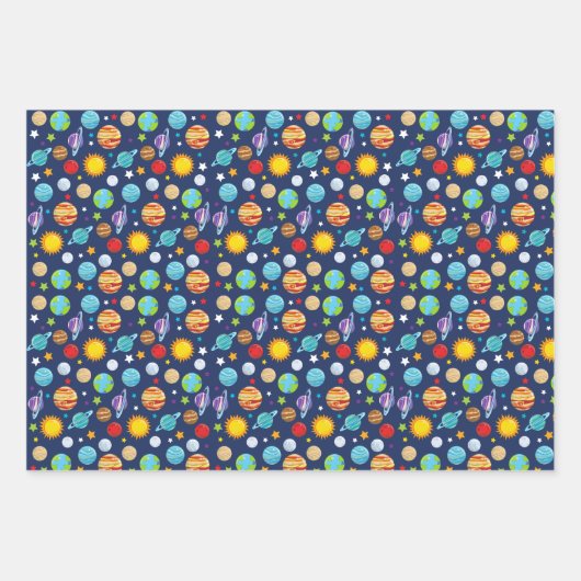 Raummuster, Planeten, Sterne, Kosmos, Galaxie Geschenkpapier Set (Vorderseite 2)