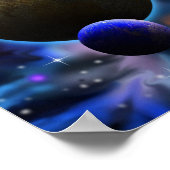 Raumnebel mit Planeten und Sternen Poster (Ecke)