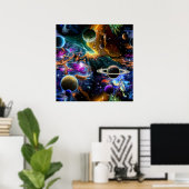 Raumnebel mit Planeten und Sternen Poster (Heimbüro)