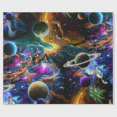 Raumnebel und Planeten Geschenkpapier (Flach)