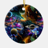 Raumnebel und Planeten Keramik Ornament (Vorne)