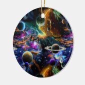 Raumnebel und Planeten Keramik Ornament (Links)