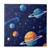 Raumplaner und Sternengalaxie-Muster Fliese (Vorderseite)
