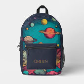 Raumplanet Galactic Modern Monogram Bedruckter Rucksack (Vorderseite)