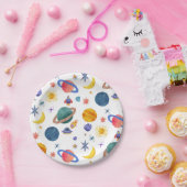 Raumplanets Astronaut Moon Stars Geburtstag Pappteller (Party)