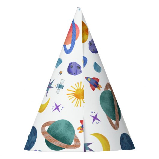 Raumplanets Astronaut Moon Stars Geburtstag Partyhütchen (Rückseite)