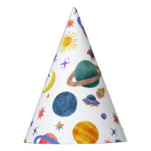 Raumplanets Astronaut Moon Stars Geburtstag Partyhütchen (Vorderseite)