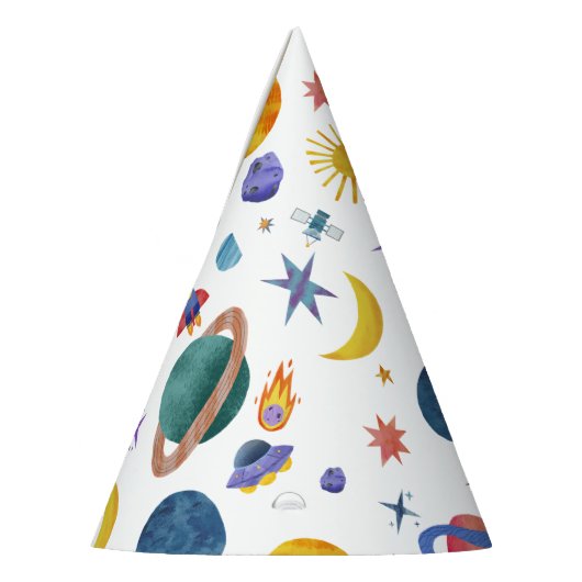 Raumplanets Astronaut Moon Stars Geburtstag Partyhütchen (Links)