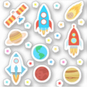 Raumplanets Stars Raketen Komposition Satelit Aufkleber (Vorderseite)