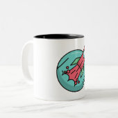 Raumrakete Zweifarbige Tasse (Vorderseite Links)