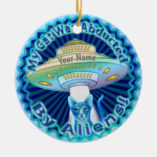 Raumschiff-Alien Cat Abduction Zollschmuck Keramik Ornament