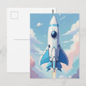Raumschiff am Himmel Postkarte (Vorne/Hinten)