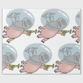 Raumschiff-Astronaut mit Phaser Geschenkpapier (Flach)