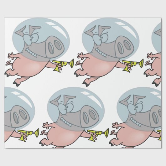 Raumschiff-Astronaut mit Phaser Geschenkpapier (Flach)