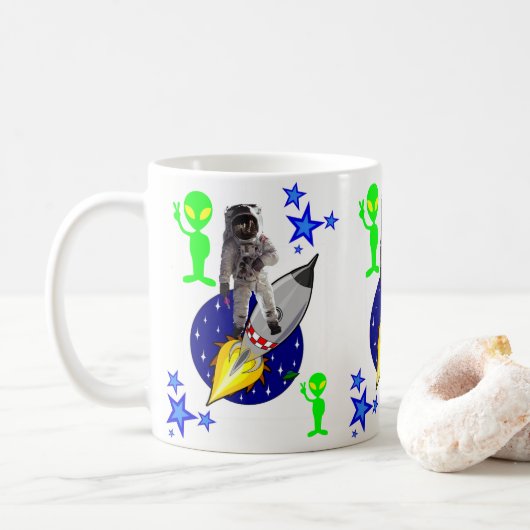 Raumschiff Astronaut Tasse (Mit Donut)