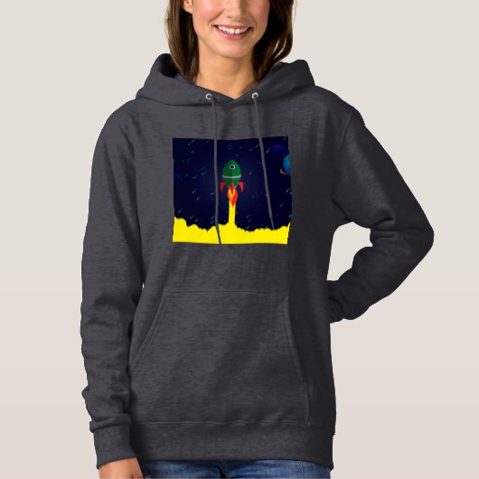 Raumschiff-Astronautin Hoodie (Vorderseite)