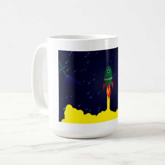 Raumschiff-Astronautin Kaffeetasse (Vorderseite Links)