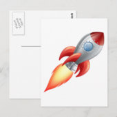 Raumschiff Cartoon Postkarte (Vorne/Hinten)