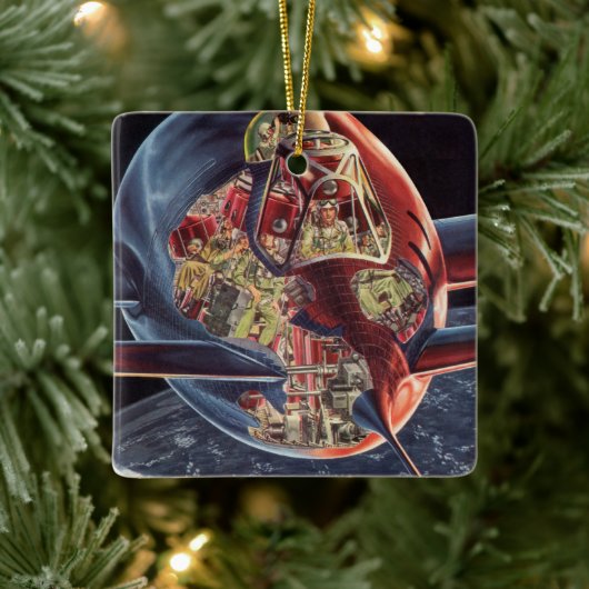 Raumschiff der Vintagen Science Fiction Keramikornament (Baum)