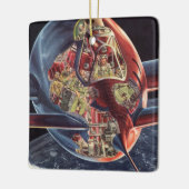 Raumschiff der Vintagen Science Fiction Keramikornament (Links)