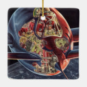 Raumschiff der Vintagen Science Fiction Keramikornament (Rückseite)