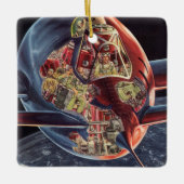 Raumschiff der Vintagen Science Fiction Keramikornament (Vorderseite)