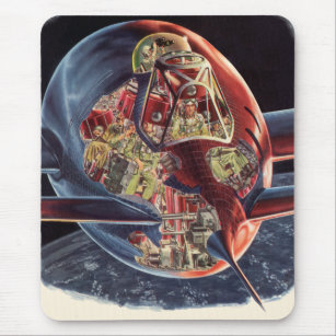 Raumschiff der Vintagen Science Fiction Mousepad