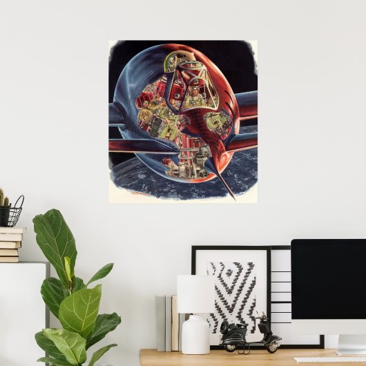 Raumschiff der Vintagen Science Fiction Poster (Heimbüro)