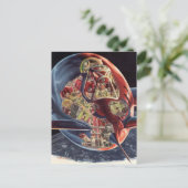 Raumschiff der Vintagen Science Fiction Postkarte (Stehend Vorderseite)