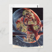 Raumschiff der Vintagen Science Fiction Postkarte (Vorne/Hinten)