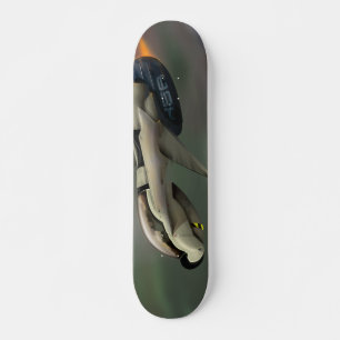 Raumschiff fliegt durch einen Planeten Skateboard