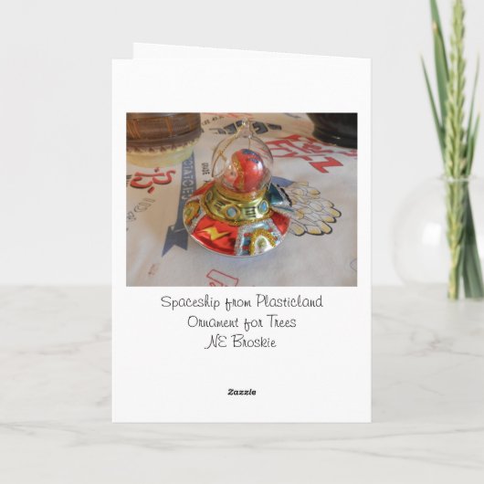 Raumschiff-Glasweihnachtsverzierung Feiertagskarte (Rückseite)