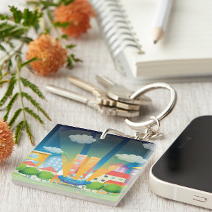 Raumschiff im städtischen Schlüsselanhänger