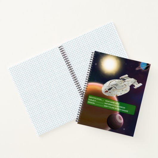 Raumschiff im Weltraum, Sonne & Planeten spiralför Notizblock (Innenseite)