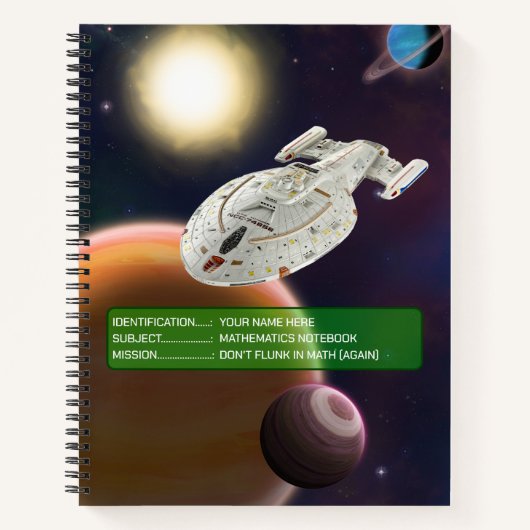 Raumschiff im Weltraum, Sonne & Planeten spiralför Notizblock (Vorderseite)