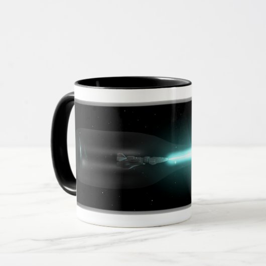 Raumschiff in einer Flasche Tasse (Vorderseite Links)