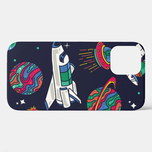 Raumschiff in Galaxy nahtloses Muster. Hintergrund Case-Mate iPhone Hülle (Rückseite (Horizontal))