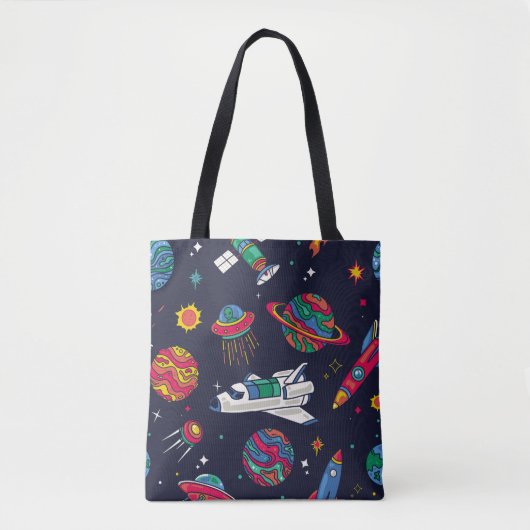 Raumschiff in Galaxy nahtloses Muster. Hintergrund Tasche (Vorderseite)