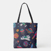 Raumschiff in Galaxy nahtloses Muster. Hintergrund Tasche (Rückseite)