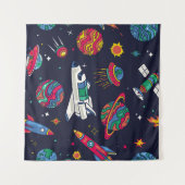 Raumschiff in Galaxy nahtloses Muster. Hintergrund Wandteppich (Vorderseite (Horizontal))