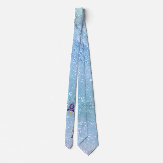 Raumschiff mit Satellit zum Mond Krawatte (Rückseite)