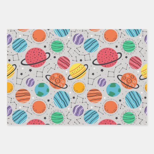 Raumschiff-Muster Geschenkpapier Set (Vorderseite 3)