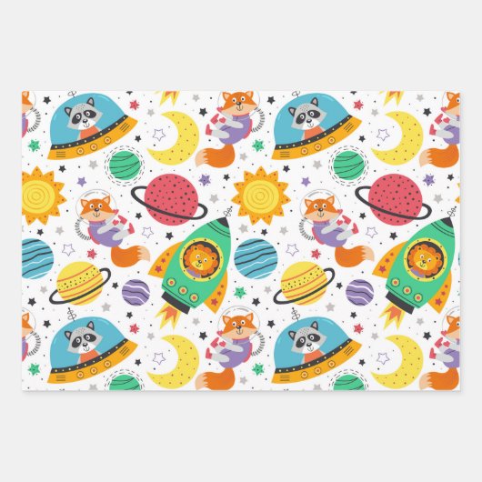 Raumschiff-Muster Geschenkpapier Set (Vorderseite 2)