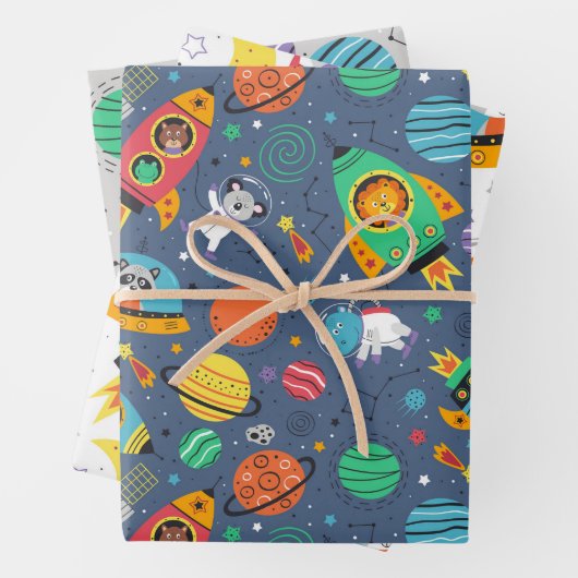Raumschiff-Muster Geschenkpapier Set (Beispiel)