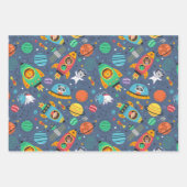 Raumschiff-Muster Geschenkpapier Set (Vorderseite)