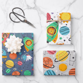 Raumschiff-Muster Geschenkpapier Set