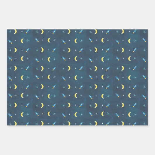 Raumschiff-Muster Geschenkpapier Set (Vorderseite 2)